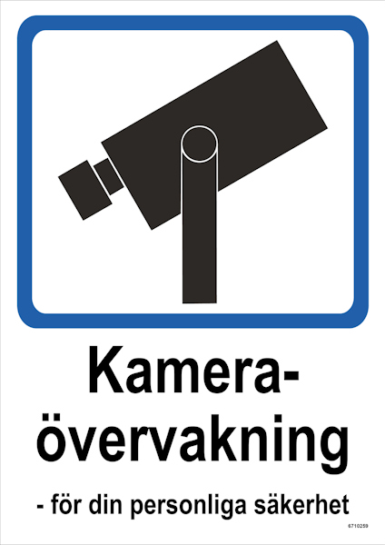 SKYLT UNIGRAPHICS KAMERAÖVERVAKNING PLAST 210X297MM