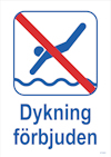 SKYLT UNIGRAPHICS DYKNING FÖRBJUDEN ALUMINIUM 210X297MM