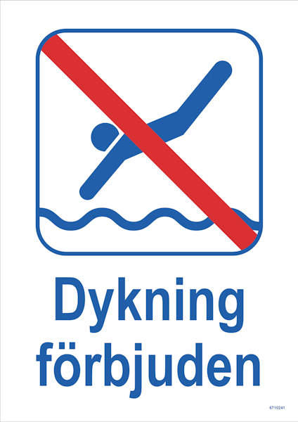 SKYLT UNIGRAPHICS DYKNING FÖRBJUDEN ALUMINIUM 210X297MM
