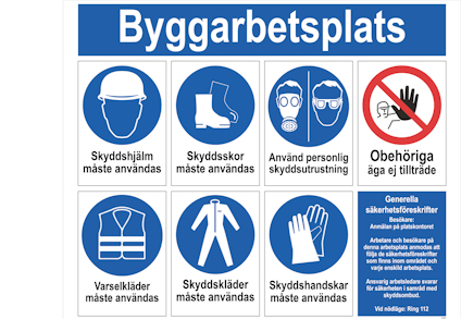 SKYLT UNIGRAPHICS KOMBI BYGGARBETSPLATS ALUMINIUM 780X625MM