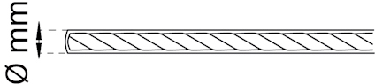 Tecknad illustration av en cirkulär stång med indikering för diameter, märkt med "ø mm".