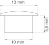 Diagram av en plugg med mått: 13 mm i bredd, 5,5 mm i höjd, 10 mm i innerdiameter.