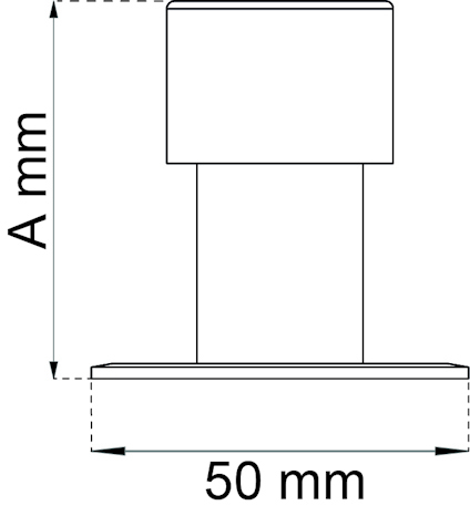 Ritning av en form med bas 50 mm och höjd markerad som A mm.