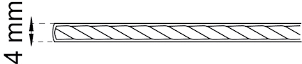 Diagram av en cylinder med diagonala linjer som indikerar ett snitt. Text: "4 mm" visar cylinderdiametern.