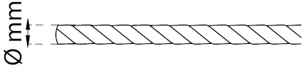 Illustration av en tråd med diametern angiven som "ø mm".