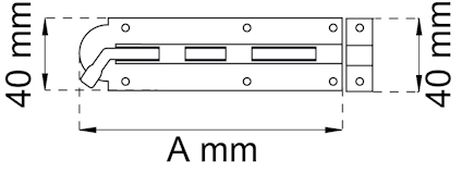 Ritning av skjutregel med måtten 40 mm x 40 mm och beteckningen A mm.