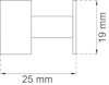 Ritning av en cylinder med dimensioner: längd 25 mm, diameter 19 mm.