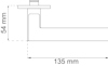 Diagram som visar en L-formad struktur med måtten 54 mm i höjd och 135 mm i längd.