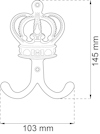 Krok med kronformad detalj, 145 mm hög och 103 mm bred.