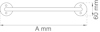 Ritning av en rak stång med två cirkulära fästen, märkta med mått "A mm" och "60 mm".