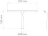 Ritning av fönsterskrapa med mått: bredd 262 mm, höjd 166 mm, skaftdiameter Ø19 mm.