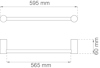 Ritning av en stång med måtten 595 mm i bredd och 60 mm i höjd, inre bredd 565 mm.