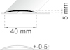 Diagram som visar en platta med en välvd profil och mått: 40 mm bredd, 5 mm höjd.