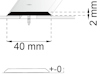 Teknisk ritning av monteringsdel med mått 40 mm, 2 mm och tolerans +0 mm.