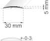 Illustration av objekt med mått: bredd 30 mm, höjd 5 mm, tolerans +-0-3.