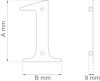 Diagram av en metallprofil i form av en omvänd L, måttangivelser: A mm, B mm, 9 mm.