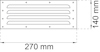 Rektangulärt ventilationsgaller med måtten 270 mm x 140 mm.