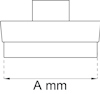 Svartvit teknisk ritning med måttangivelse "A mm" under en geometrisk form.
