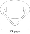 Ritning av skaltad ring med fäste, dimensionen 27 mm angiven.