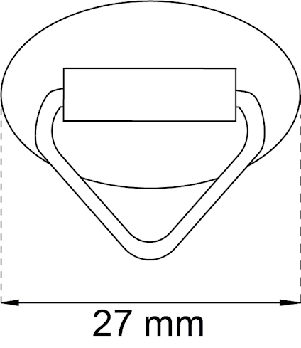 Ritning av skaltad ring med fäste, dimensionen 27 mm angiven.