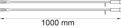 Illustration av två långa strips med en längdmarkerad som 1000 mm.