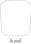 Diagram av en skissad geometrisk form med måtten 'A mm' markerade vid basen.