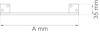 Ritning av ett rektangulärt fäste med måttet 35 mm i höjd, märkning "A mm" i bredd.
