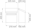 Diagram över brevlådas mått: 435x325x220 mm och 335x270x155 mm.