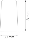 Diagram av föremål med bottenlängd 30 mm och höjd markerad som "A mm".