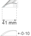 Illustration av en kurva med specifikationen 41 mm och justeringsmånen +0-10.