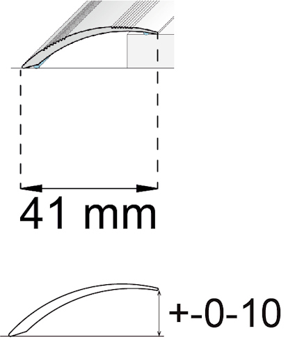 Illustration av en kurva med specifikationen 41 mm och justeringsmånen +0-10.