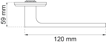 Teknisk ritning av en vattenkran med dimensioner: höjd 59 mm, längd 120 mm.