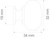 Ritning av dörrknopp med måtten 19 mm, 32 mm, och 34 mm markerade.