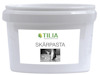 Vit plastburk med etiketten "Tilia SKÄRPASTA" och en bild av en slipprocess.