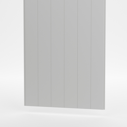 Ljusgrå panel med vertikala ränder och slät yta.