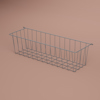 Wire basket in silver against a neutral background.
