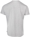 Grå T-shirt sedd bakifrån, med rund hals och korta ärmar.