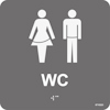 SKYLT UNIGRAPHICS WC DAM/HERR GRÅ TAKTIL PLAST 150X150MM