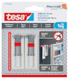 Förpackning med två självhäftande skruvar av märket "tesa", med instruktioner och logotyp på framsidan.