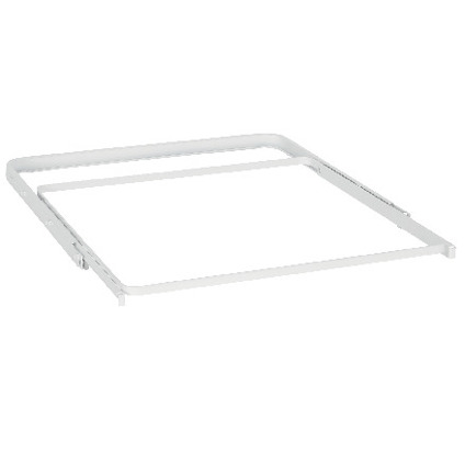 Vit utdragsram med fyrkantig form, avsedd för montering.
