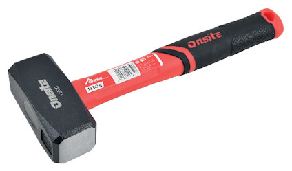 Mejselhammare med rött och svart handtag, texten "onsite" synlig på huvudet och handtaget.