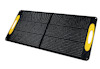 Svart solpanel med gult handtag på varje sida och två sektioner.