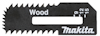 Svart sågblad med tänder, märkt "Wood" och "Makita", numrerat 9, 12, 15.