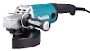 Vinkelslip med blått och svart hölje och ett svart handtag, märkt med "Makita".