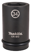 Krafthylsa i svart med texten "34" och "Makita CR-MO" ingraverad på ytan.