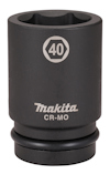 Svart krafthylsa med vit text "40" och "Makita CR-MO". Robust design med sexkantigt mönster upptill.