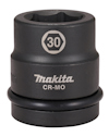 Krafthylsa av metall märkt "30" och "Makita CR-MO", med en svart ring runt basen.