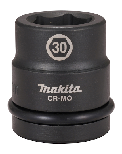 Krafthylsa av metall märkt "30" och "Makita CR-MO", med en svart ring runt basen.