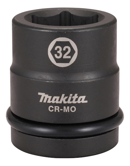 Mörkgrå krafthylsa med texten "32" och "Makita CR-MO" i vitt.