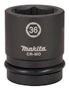 Krafthylsa i grått stål med texten "Makita CR-MO" och siffran "36" tryckt i vit färg.